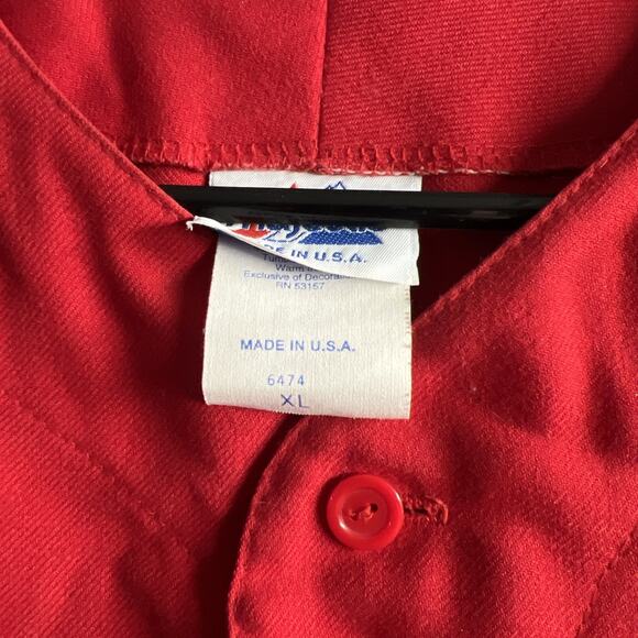 Chicago Blackhawks Vintage Majestic Baseball Jersey Sz XL Red Made in USA Hockey - Picture 6 of 14